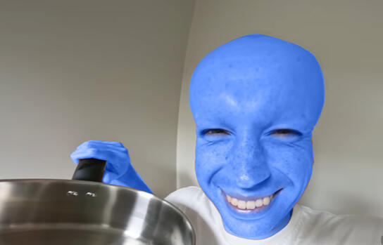 Blue Dan with a pot